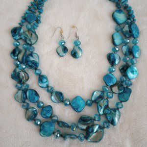 Turquoise Bib Neckace and Earrings